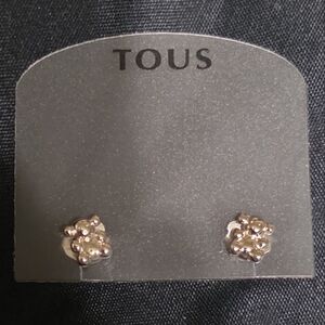 Tous 750 White Gold Stud Earrings Bubble Bear Design Authentic